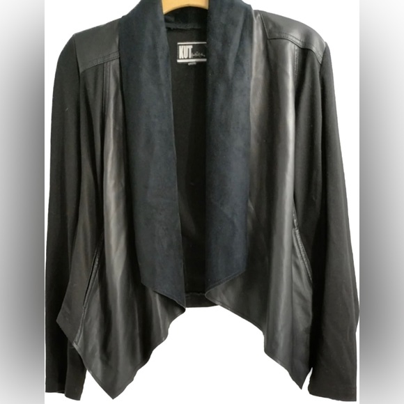 Kut from the Kloth Jackets & Blazers - Kut from the Kloth Vegan Leather Trim Draped Jacket